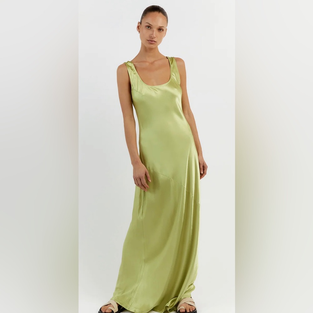 NWT Dissh Lea Lime Satin Maxi Dress